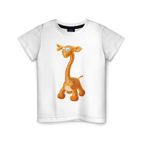 Детская футболка хлопок с принтом Луша жираф в Тюмени, 100% хлопок | круглый вырез горловины, полуприлегающий силуэт, длина до линии бедер | арт | животные | жираф | игрушки