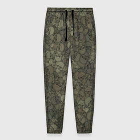Мужские брюки 3D с принтом Камуфляж с черепами 2 в Тюмени, 100% полиэстер | манжеты по низу, эластичный пояс регулируется шнурком, по бокам два кармана без застежек, внутренняя часть кармана из мелкой сетки | зеленый | паттерн | темно зеленый | темный