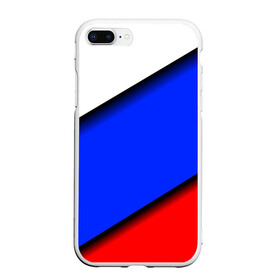 Чехол для iPhone 7Plus/8 Plus матовый с принтом Российский флаг в Тюмени, Силикон | Область печати: задняя сторона чехла, без боковых панелей | косой | наклонный | триколор
