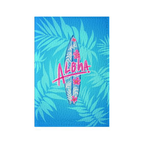 Обложка для паспорта матовая кожа с принтом Aloha в Тюмени, натуральная матовая кожа | размер 19,3 х 13,7 см; прозрачные пластиковые крепления | sea | гавайи | жара | калифорния | лето | любовь | море | океан | отдых | пальмы | пляж | серфинг | солнце