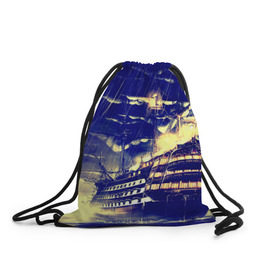 Рюкзак-мешок 3D с принтом Корабль в Тюмени, 100% полиэстер | плотность ткани — 200 г/м2, размер — 35 х 45 см; лямки — толстые шнурки, застежка на шнуровке, без карманов и подкладки | дождь | парусник | судно | фрегат