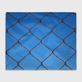 Плед 3D с принтом Крупная сетка в Тюмени, 100% полиэстер | закругленные углы, все края обработаны. Ткань не мнется и не растягивается | забор | небо | проволка | сетка