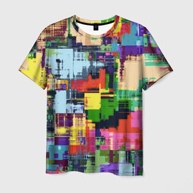 Мужская футболка 3D с принтом Взрыв красок в Тюмени, 100% полиэфир | прямой крой, круглый вырез горловины, длина до линии бедер | абстракция | краски | радуга | узор | цвета