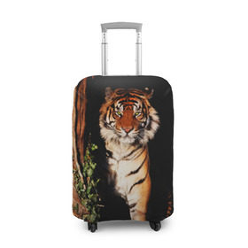 Чехол для чемодана 3D с принтом Тигр в Тюмени, 86% полиэфир, 14% спандекс | двустороннее нанесение принта, прорези для ручек и колес | дикая кошка | лес | природа | тигр | хищник