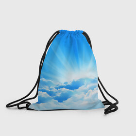 Рюкзак-мешок 3D с принтом Небо в Тюмени, 100% полиэстер | плотность ткани — 200 г/м2, размер — 35 х 45 см; лямки — толстые шнурки, застежка на шнуровке, без карманов и подкладки | Тематика изображения на принте: небо | облако | синяя | солнце