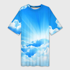 Платье-футболка 3D с принтом Небо в Тюмени,  |  | небо | облако | синяя | солнце