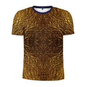 Мужская футболка 3D спортивная с принтом Gold Texture в Тюмени, 100% полиэстер с улучшенными характеристиками | приталенный силуэт, круглая горловина, широкие плечи, сужается к линии бедра | 