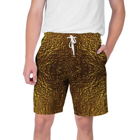 Мужские шорты 3D с принтом Gold Texture в Тюмени,  полиэстер 100% | прямой крой, два кармана без застежек по бокам. Мягкая трикотажная резинка на поясе, внутри которой широкие завязки. Длина чуть выше колен | Тематика изображения на принте: 