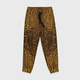 Детские брюки 3D с принтом Gold Texture в Тюмени, 100% полиэстер | манжеты по низу, эластичный пояс регулируется шнурком, по бокам два кармана без застежек, внутренняя часть кармана из мелкой сетки | Тематика изображения на принте: 