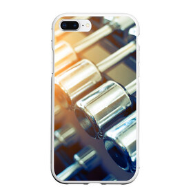Чехол для iPhone 7Plus/8 Plus матовый с принтом Гантели в Тюмени, Силикон | Область печати: задняя сторона чехла, без боковых панелей | гантели | мощь | сила | спорт