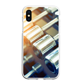 Чехол для iPhone XS Max матовый с принтом Гантели в Тюмени, Силикон | Область печати: задняя сторона чехла, без боковых панелей | гантели | мощь | сила | спорт