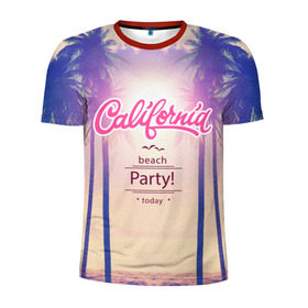 Мужская футболка 3D спортивная с принтом Калифорния в Тюмени, 100% полиэстер с улучшенными характеристиками | приталенный силуэт, круглая горловина, широкие плечи, сужается к линии бедра | sea | гавайи | жара | калифорния | лето | любовь | море | океан | отдых | пальмы | пляж | солнце