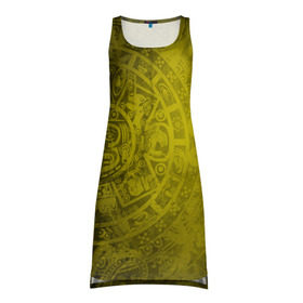 Платье-майка 3D с принтом Народ Майя в Тюмени, 100% полиэстер | полуприлегающий силуэт, широкие бретели, круглый вырез горловины, удлиненный подол сзади. | античный | ацтеки | гранж | живопись | культура | майя | орнамент | ретро | старинный | элемент