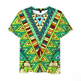 Мужская футболка 3D с принтом Этно в Тюмени, 100% полиэфир | прямой крой, круглый вырез горловины, длина до линии бедер | tribal | абстракция | геометрия | лето | узоры | этника | этно
