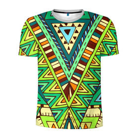 Мужская футболка 3D спортивная с принтом Этно в Тюмени, 100% полиэстер с улучшенными характеристиками | приталенный силуэт, круглая горловина, широкие плечи, сужается к линии бедра | tribal | абстракция | геометрия | лето | узоры | этника | этно