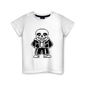 Детская футболка хлопок с принтом Sans Undertale в Тюмени, 100% хлопок | круглый вырез горловины, полуприлегающий силуэт, длина до линии бедер | black white | good jokes | sans | undertale