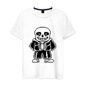Мужская футболка хлопок с принтом Sans Undertale в Тюмени, 100% хлопок | прямой крой, круглый вырез горловины, длина до линии бедер, слегка спущенное плечо. | black white | good jokes | sans | undertale