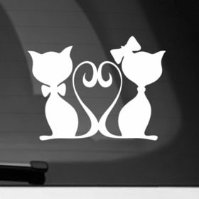 Наклейка на автомобиль с принтом Влюблённые котики (Свадебная наклейка) в Тюмени, ПВХ |  | Тематика изображения на принте: котики