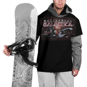 Накидка на куртку 3D с принтом Battlestar Galactica в Тюмени, 100% полиэстер |  | battlestar galactica | звездный крейсер галактика | космос | фантастика