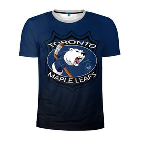 Мужская футболка 3D спортивная с принтом Toronto Maple Leafs в Тюмени, 100% полиэстер с улучшенными характеристиками | приталенный силуэт, круглая горловина, широкие плечи, сужается к линии бедра | Тематика изображения на принте: nhl | toronto maple leafs | спорт | хоккей