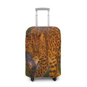 Чехол для чемодана 3D с принтом Дальневосточный леопард в Тюмени, 86% полиэфир, 14% спандекс | двустороннее нанесение принта, прорези для ручек и колес | 