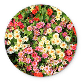 Коврик круглый с принтом Весеннее настроение в Тюмени, резина и полиэстер | круглая форма, изображение наносится на всю лицевую часть | аромат | букет | вазон | великолепие | краски | красота | куст | луг | полевые цветы | полянка | природа | растения | розы | ромашки | тюльпаны | украшение | фауна | цветник | цветок | цветочек | цветы