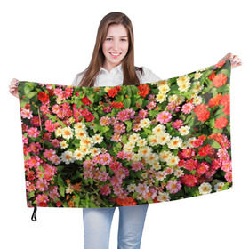 Флаг 3D с принтом Весеннее настроение в Тюмени, 100% полиэстер | плотность ткани — 95 г/м2, размер — 67 х 109 см. Принт наносится с одной стороны | Тематика изображения на принте: аромат | букет | вазон | великолепие | краски | красота | куст | луг | полевые цветы | полянка | природа | растения | розы | ромашки | тюльпаны | украшение | фауна | цветник | цветок | цветочек | цветы