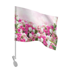 Флаг для автомобиля с принтом Нежные розы в Тюмени, 100% полиэстер | Размер: 30*21 см | аромат | букет | вазон | великолепие | краски | красота | куст | нежность | природа | растения | розы | украшение | фауна | цветник | цветы