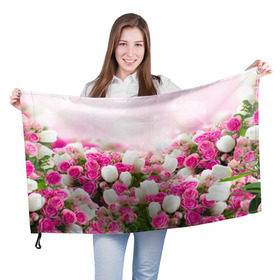 Флаг 3D с принтом Нежные розы в Тюмени, 100% полиэстер | плотность ткани — 95 г/м2, размер — 67 х 109 см. Принт наносится с одной стороны | аромат | букет | вазон | великолепие | краски | красота | куст | нежность | природа | растения | розы | украшение | фауна | цветник | цветы