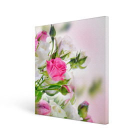 Холст квадратный с принтом Алые розы в Тюмени, 100% ПВХ |  | аромат | букет | вазон | великолепие | краски | красота | куст | нежность | природа | растения | розы | украшение | фауна | цветник | цветы