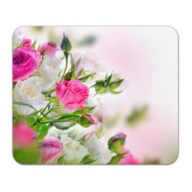 Коврик прямоугольный с принтом Алые розы в Тюмени, натуральный каучук | размер 230 х 185 мм; запечатка лицевой стороны | Тематика изображения на принте: аромат | букет | вазон | великолепие | краски | красота | куст | нежность | природа | растения | розы | украшение | фауна | цветник | цветы