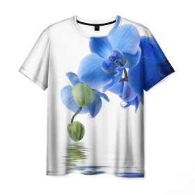 Мужская футболка 3D с принтом Веточка орхидеи в Тюмени, 100% полиэфир | прямой крой, круглый вырез горловины, длина до линии бедер | ветка | красота | нежность | орхидея | природа | растение | фауна | цветок | цветы