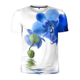 Мужская футболка 3D спортивная с принтом Веточка орхидеи в Тюмени, 100% полиэстер с улучшенными характеристиками | приталенный силуэт, круглая горловина, широкие плечи, сужается к линии бедра | Тематика изображения на принте: ветка | красота | нежность | орхидея | природа | растение | фауна | цветок | цветы