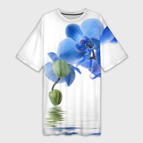 Платье-футболка 3D с принтом Веточка орхидеи в Тюмени,  |  | Тематика изображения на принте: ветка | красота | нежность | орхидея | природа | растение | фауна | цветок | цветы