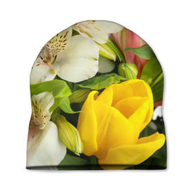 Шапка 3D с принтом Красивый букет в Тюмени, 100% полиэстер | универсальный размер, печать по всей поверхности изделия | аромат | астры | букет | вазон | великолепие | гвоздики | гиацинт | гортензия | калла | краски | красота | куст | лилия | орхидея | пион | подсолнух | полевые цветы | природа | растения | розы | ромашки