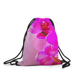 Рюкзак-мешок 3D с принтом Орхидея в Тюмени, 100% полиэстер | плотность ткани — 200 г/м2, размер — 35 х 45 см; лямки — толстые шнурки, застежка на шнуровке, без карманов и подкладки | лепесток | новая | орхидея | природа | цветок | яркая