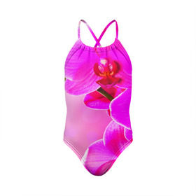 Детский купальник 3D с принтом Орхидея в Тюмени, Полиэстер 85%, Спандекс 15% | Слитный крой, подклад по переду изделия, узкие бретели | лепесток | новая | орхидея | природа | цветок | яркая