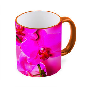 Кружка 3D с принтом Орхидея в Тюмени, керамика | ёмкость 330 мл | лепесток | новая | орхидея | природа | цветок | яркая