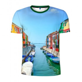 Мужская футболка 3D спортивная с принтом Венеция в Тюмени, 100% полиэстер с улучшенными характеристиками | приталенный силуэт, круглая горловина, широкие плечи, сужается к линии бедра | 