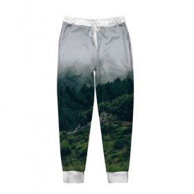 Мужские брюки 3D с принтом Лес в Тюмени, 100% полиэстер | манжеты по низу, эластичный пояс регулируется шнурком, по бокам два кармана без застежек, внутренняя часть кармана из мелкой сетки | зелень | лес | природа