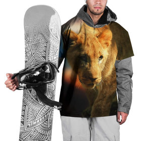 Накидка на куртку 3D с принтом Львица в Тюмени, 100% полиэстер |  | Тематика изображения на принте: lion | голова животного | дикая кошка | кот | лев | цвет