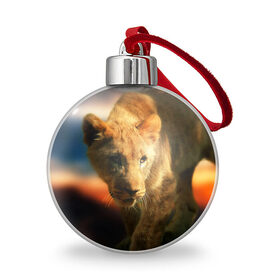 Ёлочный шар с принтом Львица в Тюмени, Пластик | Диаметр: 77 мм | lion | голова животного | дикая кошка | кот | лев | цвет