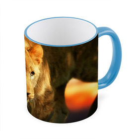 Кружка 3D с принтом Львица в Тюмени, керамика | ёмкость 330 мл | lion | голова животного | дикая кошка | кот | лев | цвет