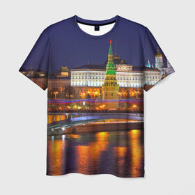 Мужская футболка 3D с принтом Москва (Кремль) в Тюмени, 100% полиэфир | прямой крой, круглый вырез горловины, длина до линии бедер | Тематика изображения на принте: moscow | russia | кремль | москва | столица