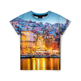 Детская футболка 3D с принтом Португалия в Тюмени, 100% гипоаллергенный полиэфир | прямой крой, круглый вырез горловины, длина до линии бедер, чуть спущенное плечо, ткань немного тянется | europe | lisbon | portugal | европа | ес | загар | каникулы | купание | лиссабон | море | отдых | отпуск | пляж | португалия | туризм