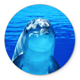 Коврик круглый с принтом Дельфин в Тюмени, резина и полиэстер | круглая форма, изображение наносится на всю лицевую часть | вода | дельфин | море | отдых | отпуск | подводный мир | туризм