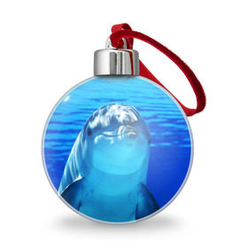 Ёлочный шар с принтом Дельфин в Тюмени, Пластик | Диаметр: 77 мм | Тематика изображения на принте: вода | дельфин | море | отдых | отпуск | подводный мир | туризм