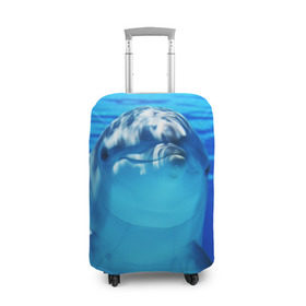 Чехол для чемодана 3D с принтом Дельфин в Тюмени, 86% полиэфир, 14% спандекс | двустороннее нанесение принта, прорези для ручек и колес | Тематика изображения на принте: вода | дельфин | море | отдых | отпуск | подводный мир | туризм