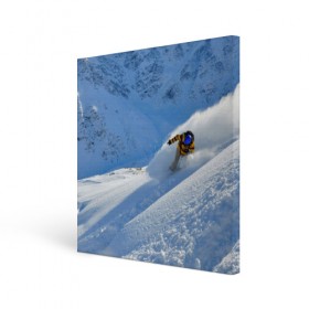 Холст квадратный с принтом Спуск в Тюмени, 100% ПВХ |  | гора | зима | лыжник | снег | спорт | спуск
