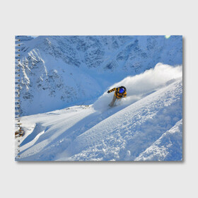 Альбом для рисования с принтом Спуск в Тюмени, 100% бумага
 | матовая бумага, плотность 200 мг. | гора | зима | лыжник | снег | спорт | спуск
